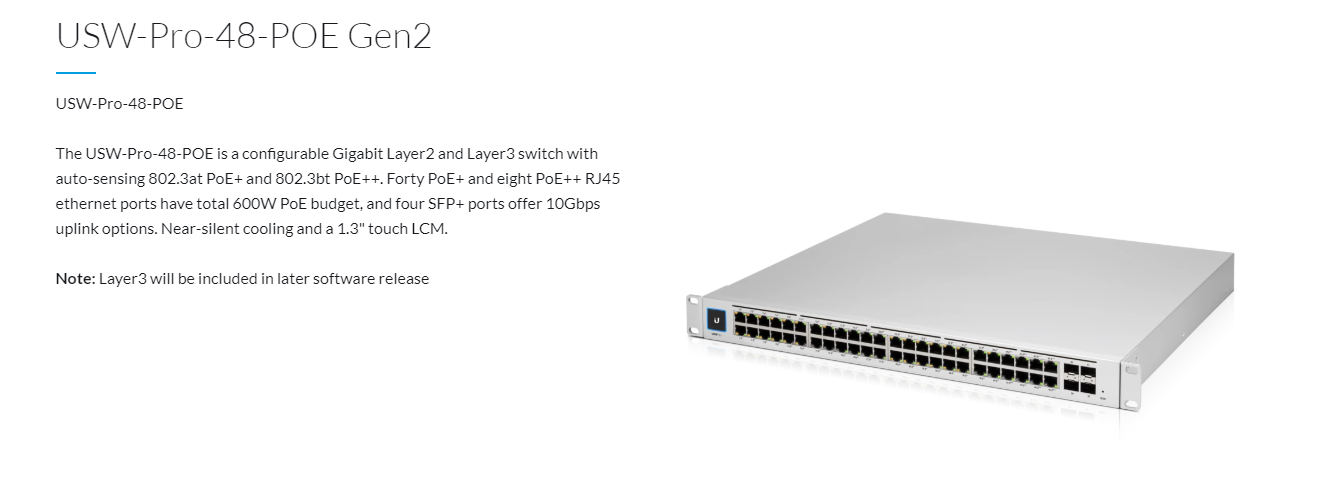 Ubiquiti Networks, UniFi, 48 Port Full Managed PoE Gen2 Switch, 40