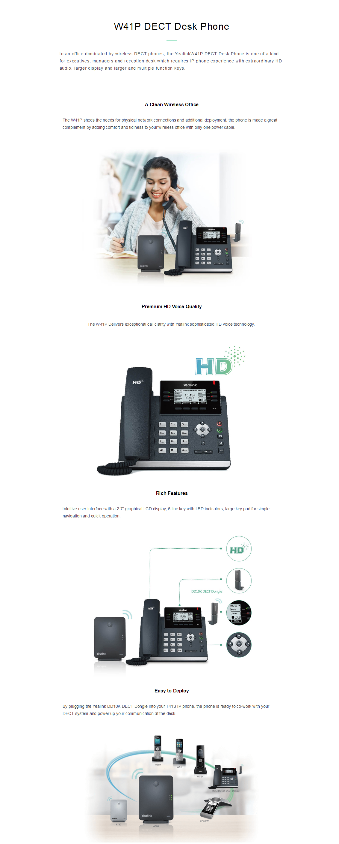 Yealink W41P DD10K W41P DECT Desk Phone Package; T41S W60B
